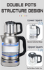 2 in1 Tea Maker Electric Double Glass Turkish Samovar Kettle 2.0l Smart Glass Electric Kettle With Keep warm Function For Kitchen