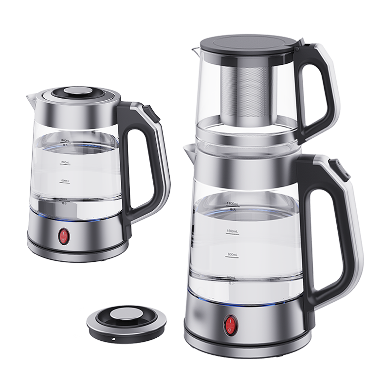YUEKON Electric Glass Tea Maker With Tea Pot Home Appliance Skd Ckd Russian Samovar Set Cum Filter