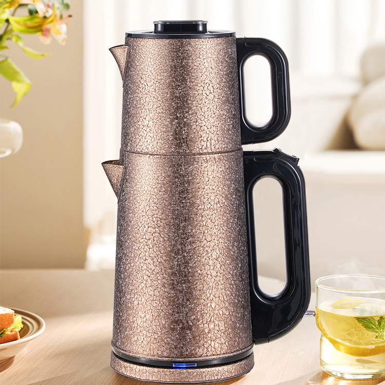 Duplex Aliquam Steel tea ollam cibum gradu Turkish II in I electrica tea factorem machina tea Leak Electric Kettle cum Infuser Filter 