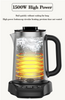 Culina appliances 1500W ulcus-arida praesidio tea factorem machina 2.0l + 1.1L duplex iacuit electrica ollae in speculo teapot