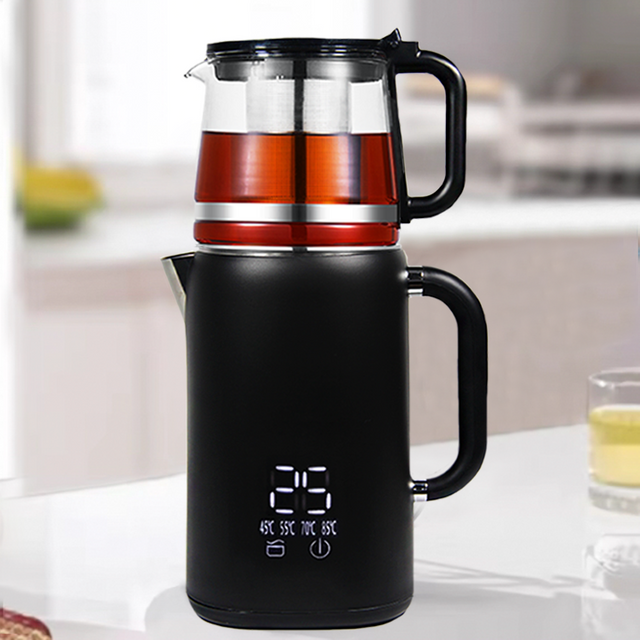 Medio Oriente Popular Electric Turkish Tea Creator Cum Tea Pot Machina Steel Digital Control Electric Kettle 