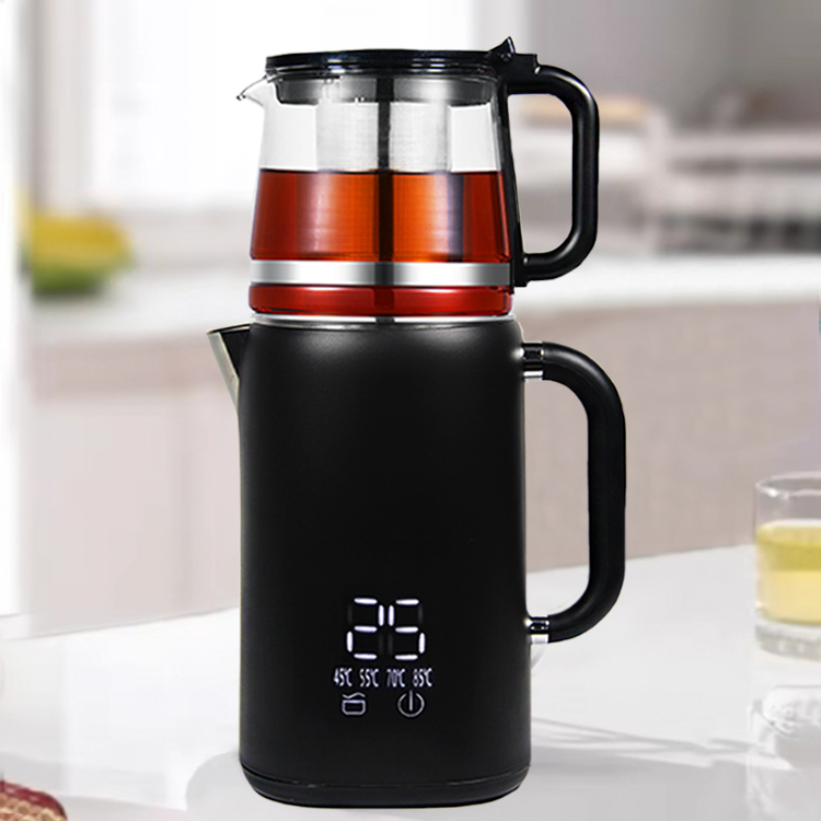Medio Oriente Popular Electric Turkish Tea Creator Cum Tea Pot Machina Steel Digital Control Electric Kettle 