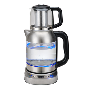 Vitreum Tea Factorem Turcicum 2 In 1 Samovar Duplex TeaPot 1850W 2.0l Steel Serena High Borosilicate Glass Cordless Electric Kettles