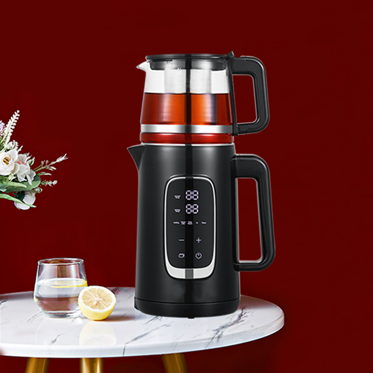 Parvus Appliance Duo Strati Tea Factor Cum Vitro Corpus ahenum Tea Kettle Cordless Jug ollam Samovar Tea Factor