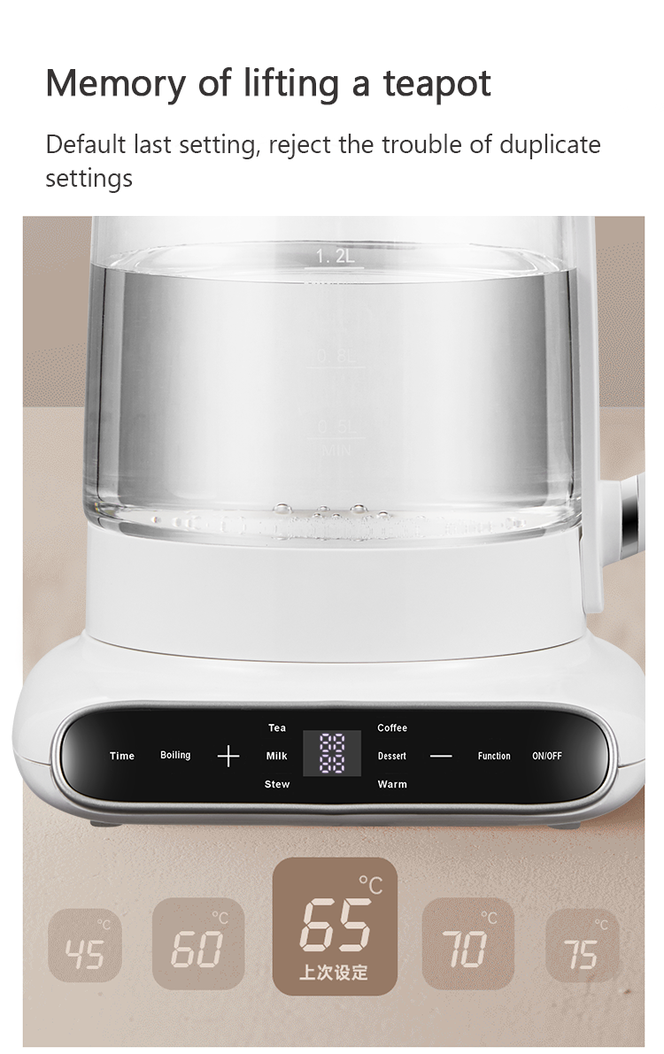 Electric Double Glass Kettle with Warmer Temperature Control Glass Tea Pot Design Samovar Turkish Tea Maker