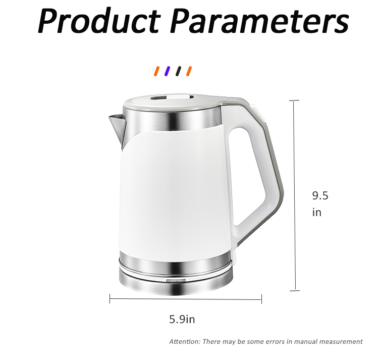 YUEKON Kitchen Appliances Double Wall Stainless Steel 2l Electric Tea Pot Electric Kettle With 360 Degree Base 