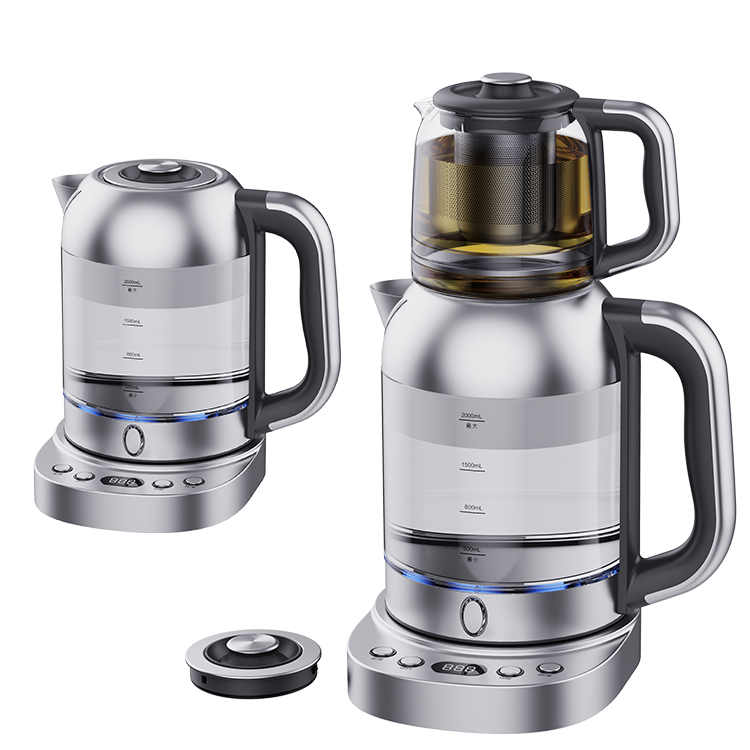 2 in1 Tea Maker Electric Double Glass Turkish Samovar Kettle 2.0l Smart Glass Electric Kettle With Keep warm Function For Kitchen