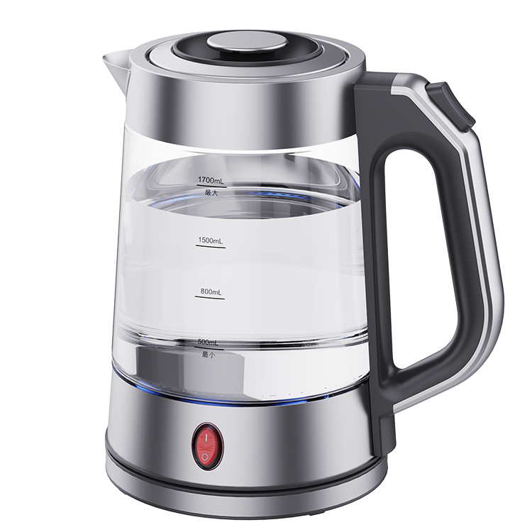 OEM/ODM Factory High Borosilicate Vitri Kettle Cum Blue Led Testimonium lux Steel 1850W Tea factorem