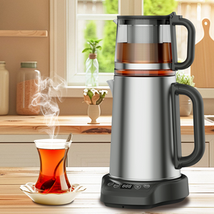 Culina appliances 1500W ulcus-arida praesidio tea factorem machina 2.0l + 1.1L duplex iacuit electrica ollae in speculo teapot