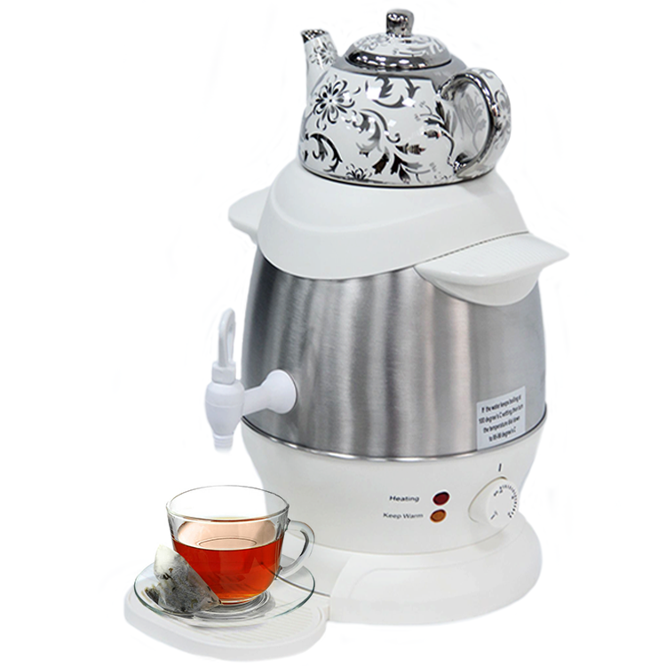 Hot Selling Appliances Double Layer Electric Turkish Tea Maker Arabic Samovar Tea Maker Set Cum Ceramic Electric Kettle For Kitchen