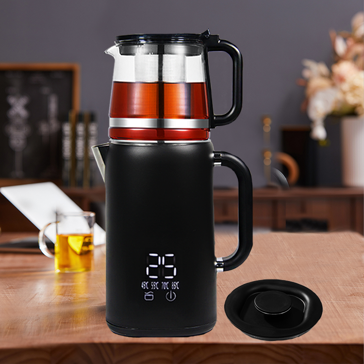 1.7L+1.1L Magnae capacitatis Duplex Wall Digital Tactus Screen Tea factorem cum rotatable Cordless Base