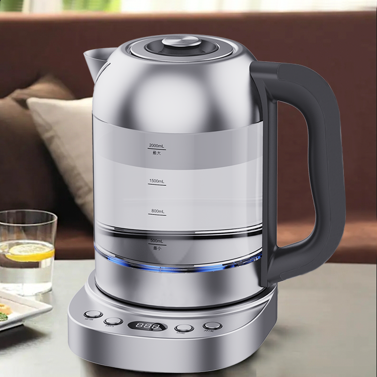 Dura custodiunt Calidum High Quality 2.0l Digital Glass Electric Tea Kettle Hot Water Fast Tea Maker led Light 
