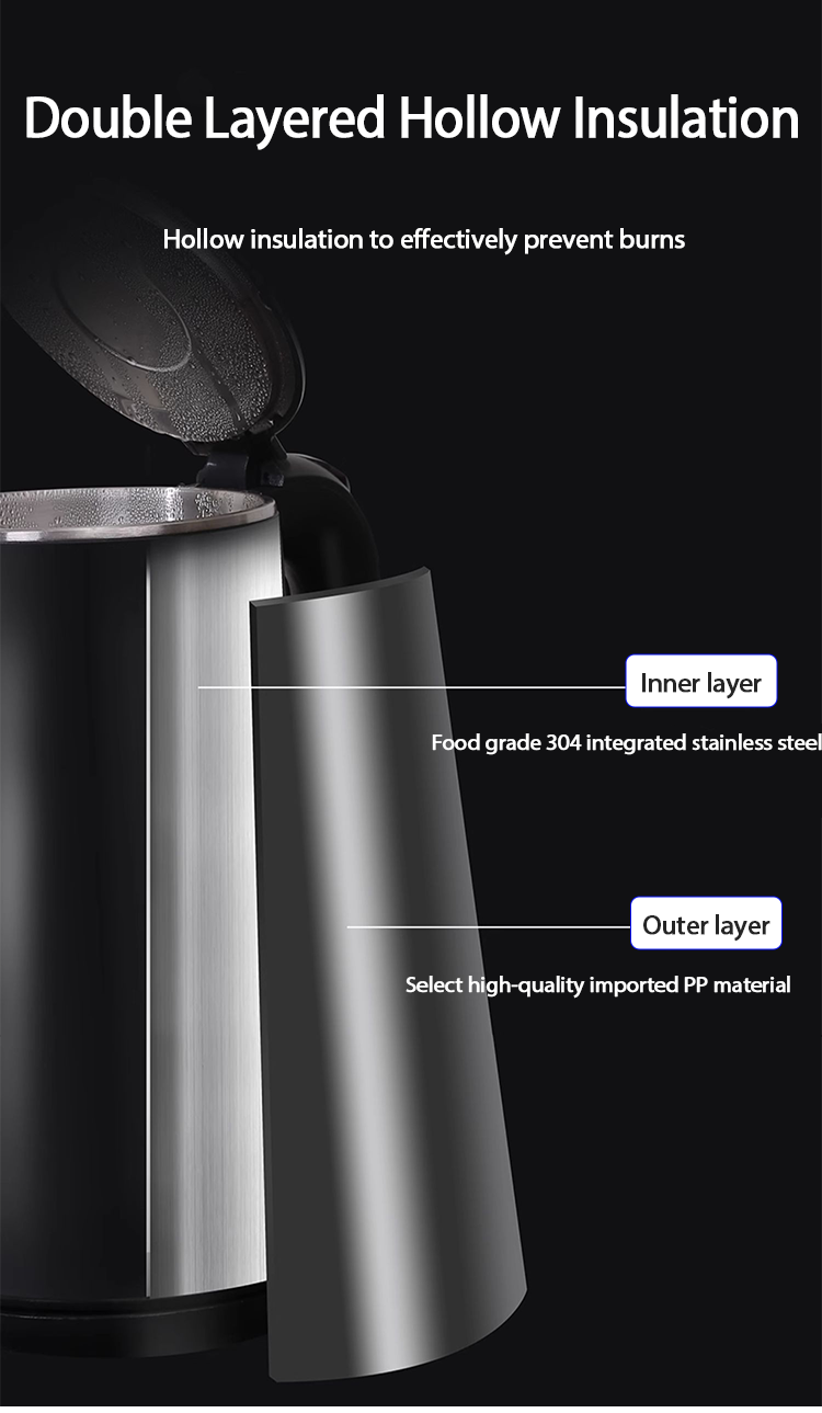 1.5L Steel Jug Double Layer Kettle Temperature Control Smart Digital Electric Tea Kettle