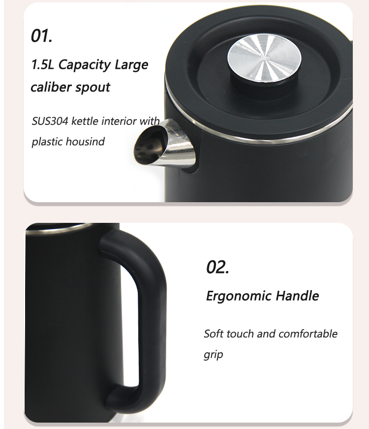 1.5L capacitas magnae qua- les effusorium