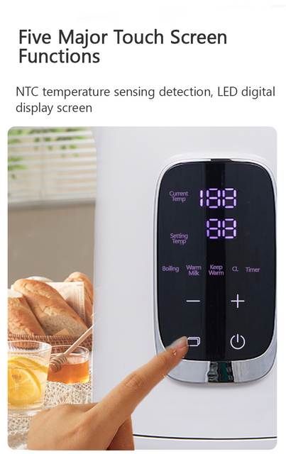 1500W Digital Screen Electric Kettle Tea Factorem duplex Wall Cordless Ketle cum tactus sensitivo imperium et display