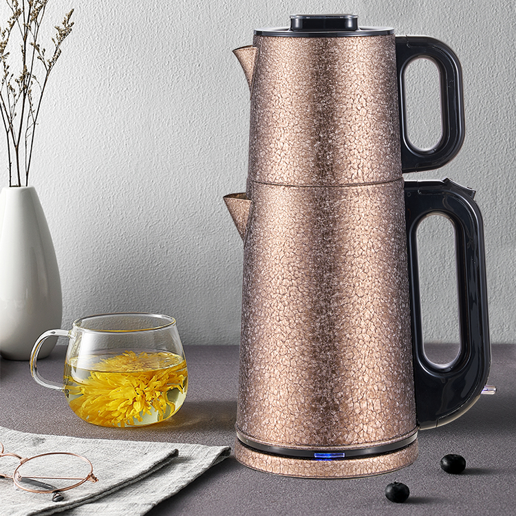 Duplex Aliquam Steel tea ollam cibum gradu Turkish II in I electrica tea factorem machina tea Leak Electric Kettle cum Infuser Filter 