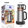 Culina appliances 1500W ulcus-arida praesidio tea factorem machina 2.0l + 1.1L duplex iacuit electrica ollae in speculo teapot
