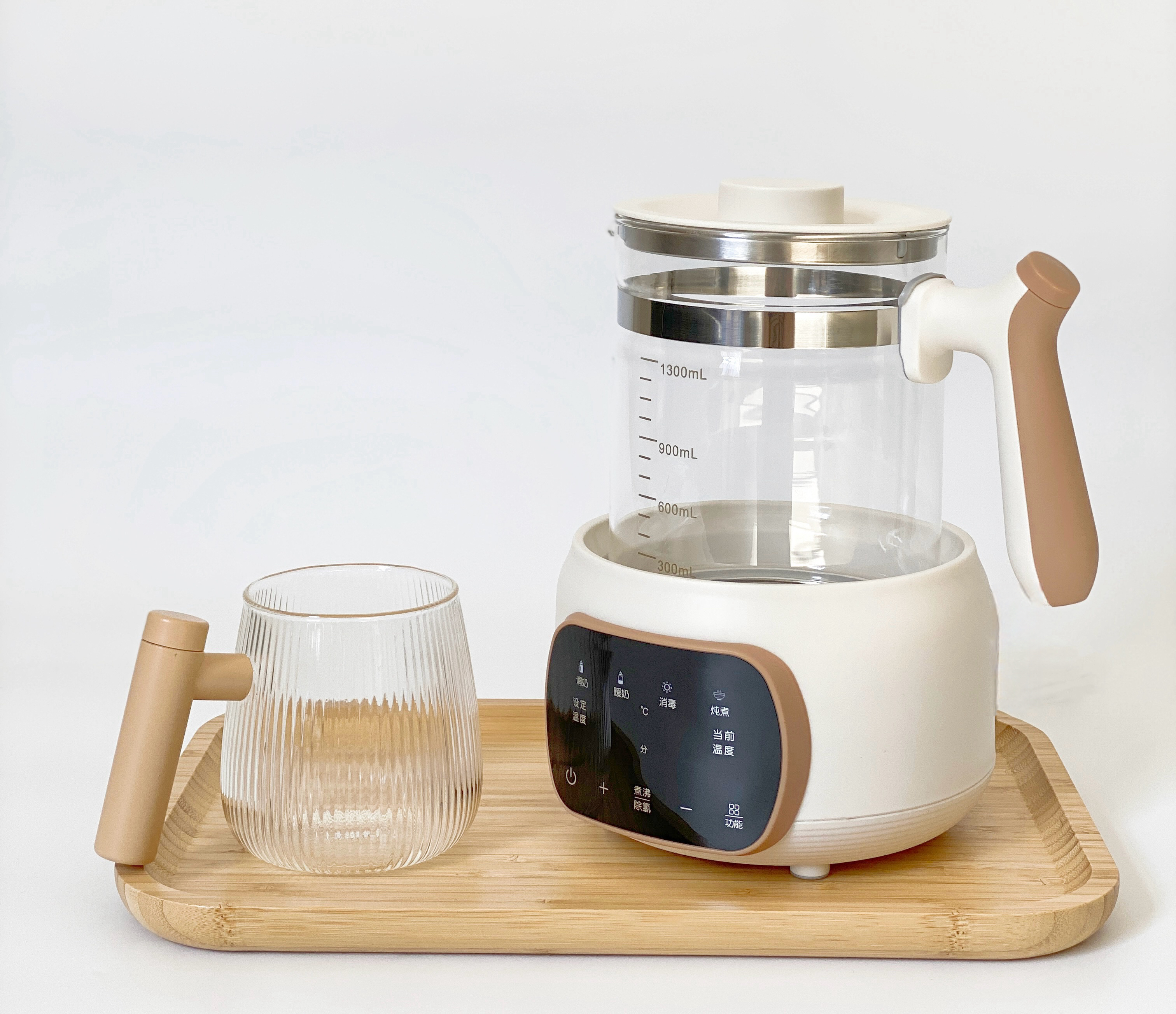 High Quality 1.3l Hot Tea Kettle Thermostat Modulator Formula Lac Warmer Glass Electric Kettle