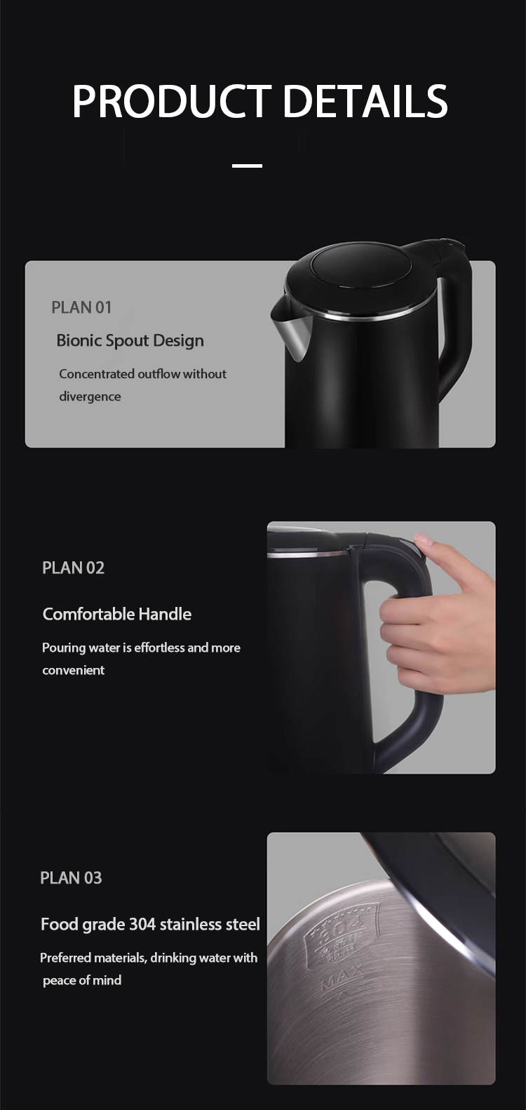 1.5L Steel Jug Double Layer Kettle Temperature Control Smart Digital Electric Tea Kettle