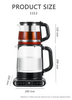 360 Rotational Base 1.5l+1.1l Vitrum Electric Kettle Tea Pot Stylish Turkish Russian Electric Samovar 