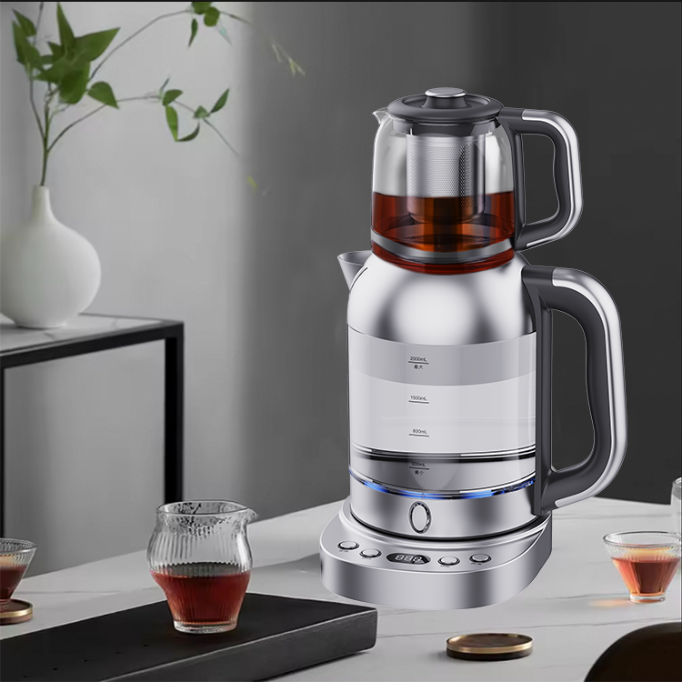 2 in1 Tea Maker Electric Double Glass Turkish Samovar Kettle 2.0l Smart Glass Electric Kettle With Keep warm Function For Kitchen