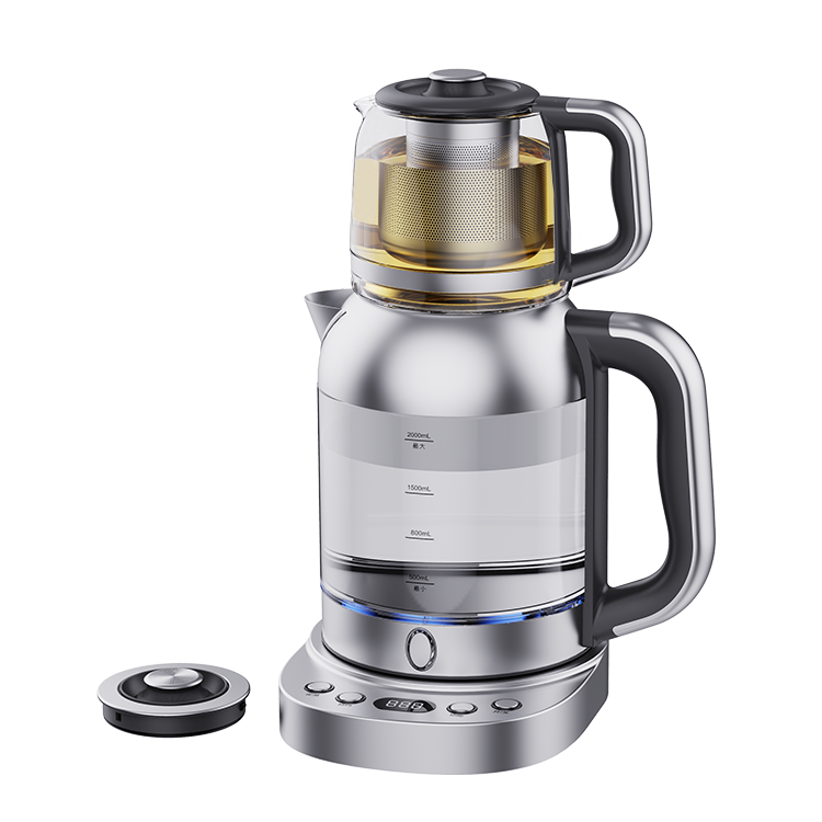 2 in1 Tea Maker Electric Double Glass Turkish Samovar Kettle 2.0l Smart Glass Electric Kettle With Keep warm Function For Kitchen