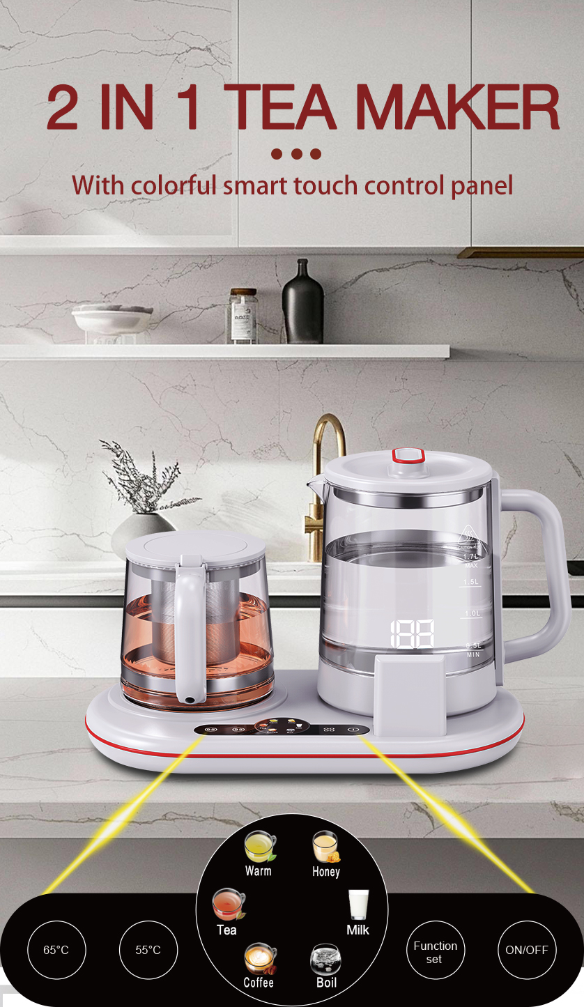 1.7l + 1.1L tea factorem cum Rotatable cordless basi