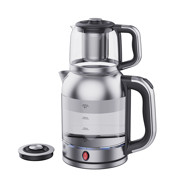 2 In 1 Turkish Samovar Duplex Tea Maker Water Heater 2200W Filter Custom Electric Glass Tea Maker 