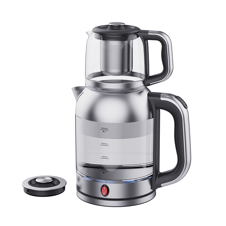 2 In 1 Turkish Samovar Duplex Tea Maker Water Heater 2200W Filter Custom Electric Glass Tea Maker 
