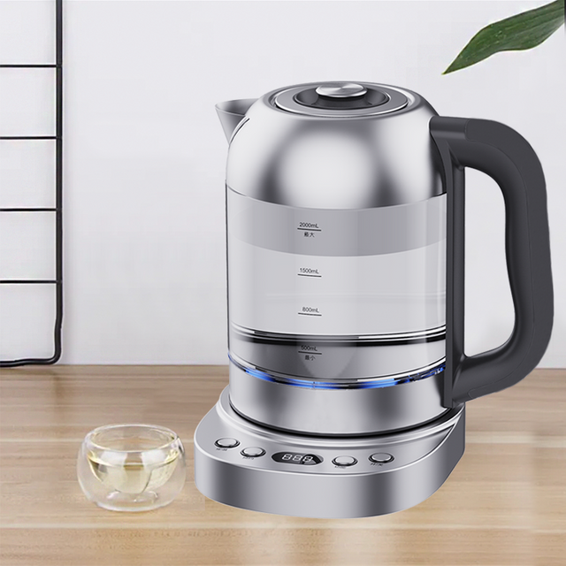 2.0l Cordless Jug Electric High Borosilicate Glass Ahene With Digital Control On 360 Rorate Base Smart Glass Electric Kettle