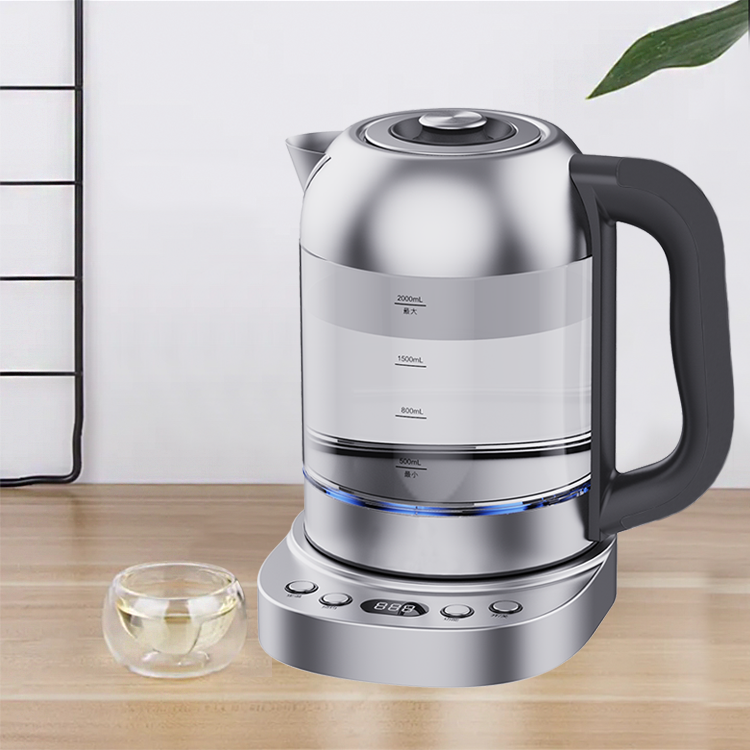 2.0l Cordless Jug Electric High Borosilicate Glass Ahene With Digital Control On 360 Rorate Base Smart Glass Electric Kettle