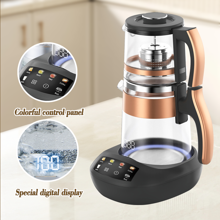 Newest Home Appliance Lran Vitrum Tea Kettle 1500W Multi-eget tea Machim duplici speculum tea factorem cum infuser