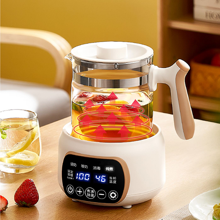High Quality 1.3l Hot Tea Kettle Thermostat Modulator Formula Lac Warmer Glass Electric Kettle