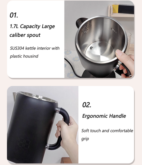 New Design 1.7+1.1l Filter Coffee Maker Electric Steel Turkish Samovar Kettle For Tea
