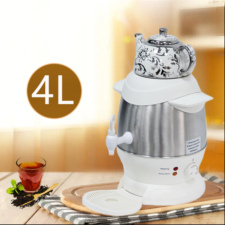 1500w 1L Ceramic Pot + 4LStainless Steel Turkish Pot Electric Tea Kettle Russian Samovar Tea Creator Cum Temperature Control Knob