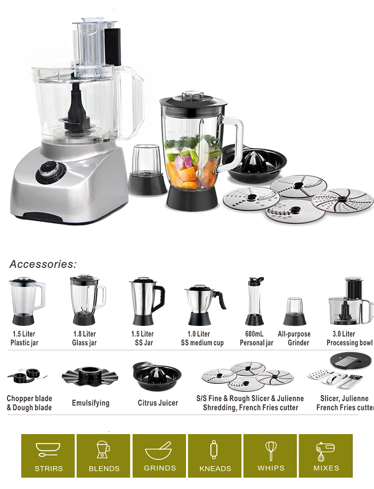 Commercial Multifunction Pureeing Slicing Food Processor Electric Machines Mixer Meat Grinders For Household
