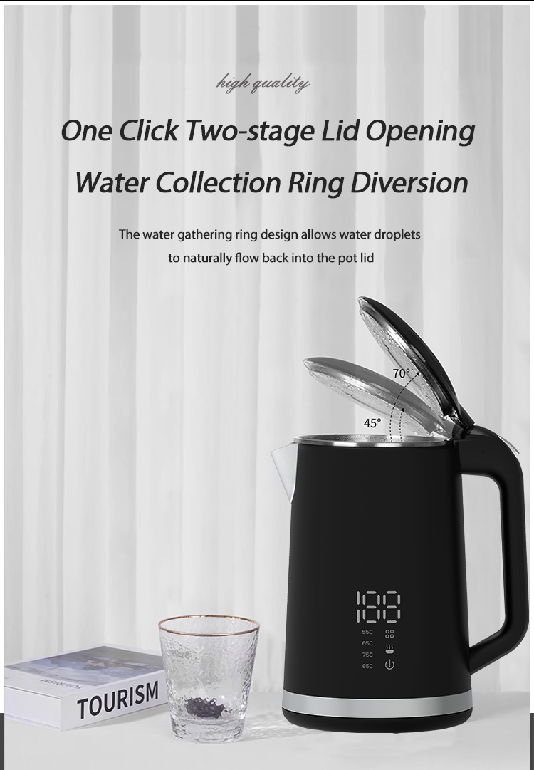 1.5L Steel Jug Double Layer Kettle Temperature Control Smart Digital Electric Tea Kettle