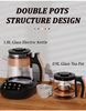 YUEKON Smart Appliances Tea factorem Samovar Novum 1.8l+0.9l duplex Stratum Cold Tactus Smart High Borosilicate Vitri Tea Creatoris